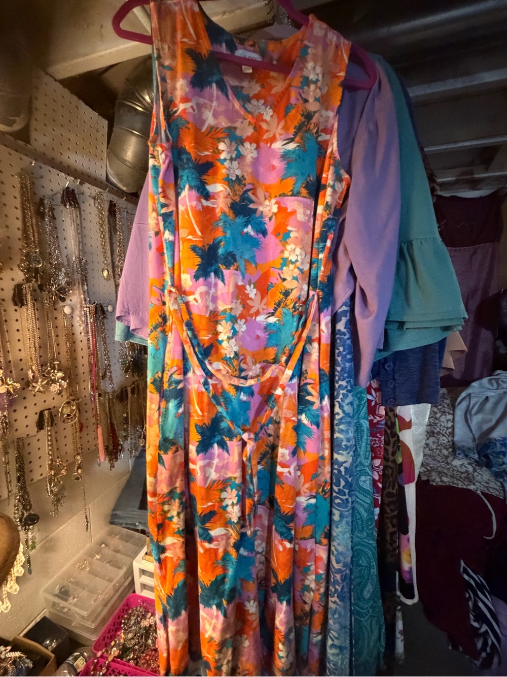 Tropical Floral Maxi Dress in Orange & Teal